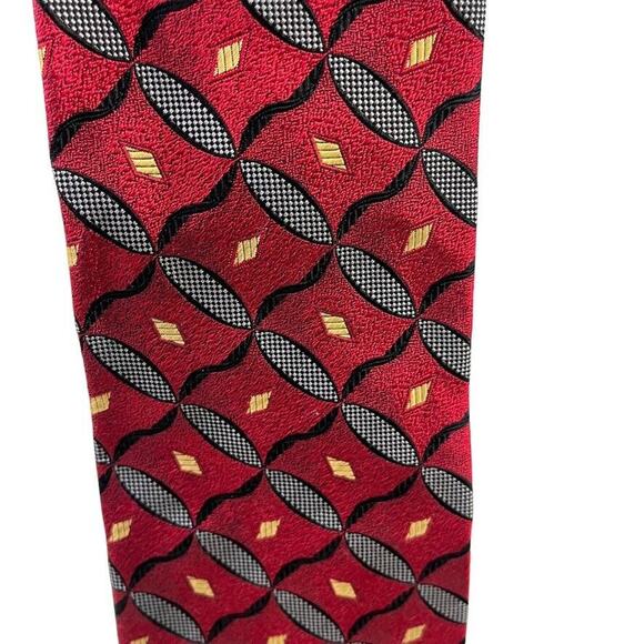 Jos A Bank Signature Collection Mens Red Neck Tie Necktie Silk Italy 4" Wide - Picture 4 of 16